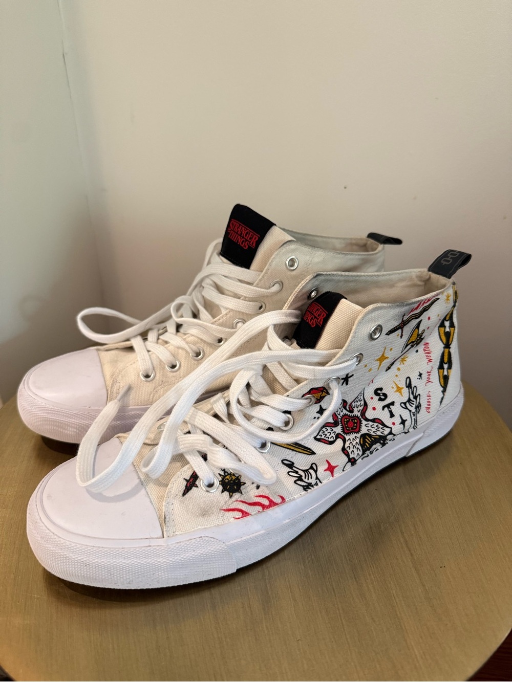 Stranger Things x Akedo Hellfire Club High-Top Canvas Sneakers White Unisex